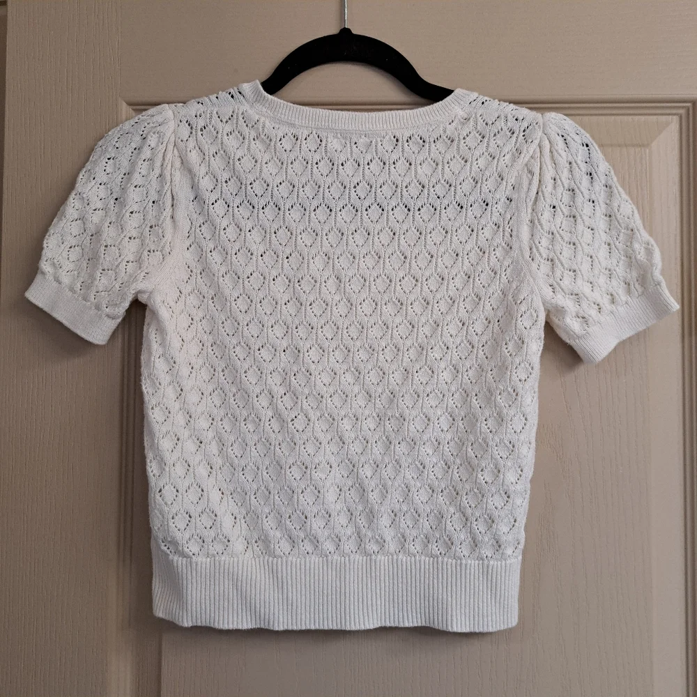 Kids GAP MEDIUM Crescent pointelle knit‎ short sleeve top